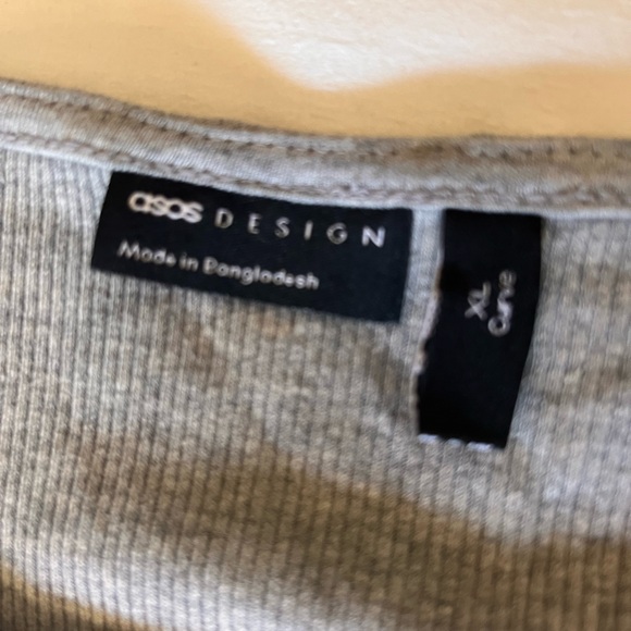 ASOS Design Gray Ribbed Top - Picture 2 of 5